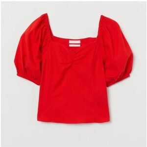 H&M red puff sleeve top